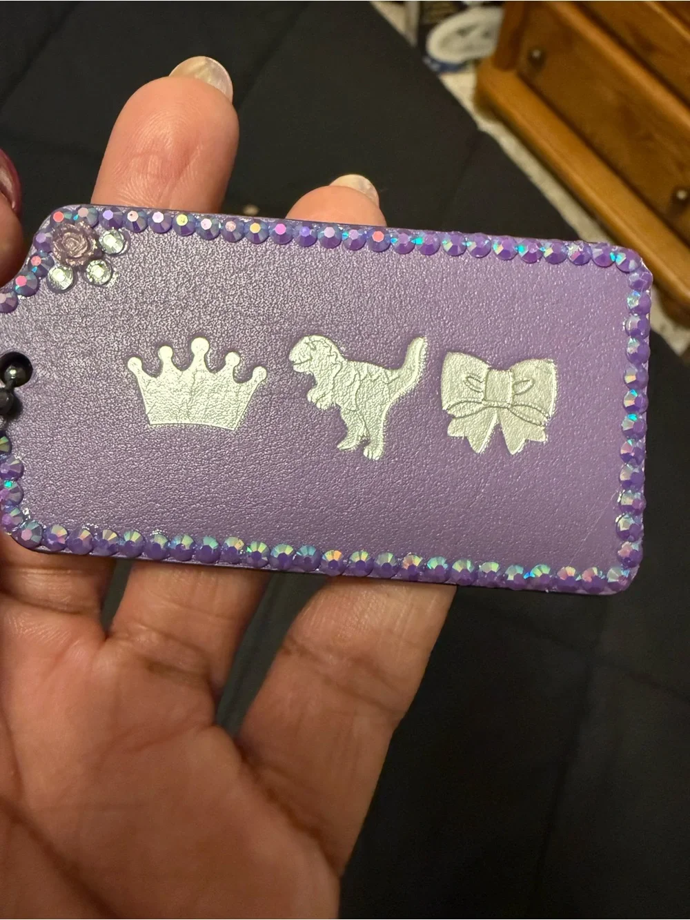 Coach  Authentic Purple Leather Hangtag – Customized/Embellished